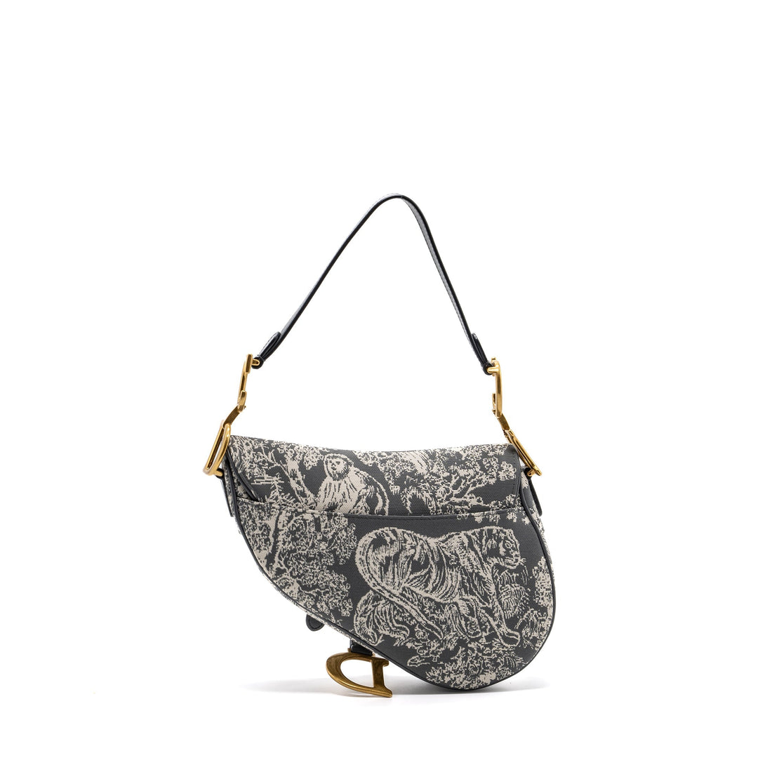 Top quality Dior saddle bag toile de jouy canvas / leather grey