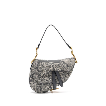 Top quality Dior saddle bag toile de jouy canvas / leather grey