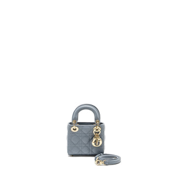 Top quality Dior Lady Top quality Dior Micro Bag Lambskin Cloud Blue