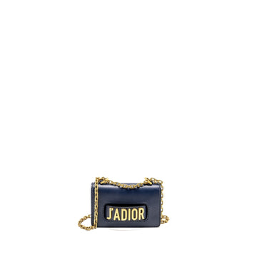 Top quality Dior Mini JATop quality Dior Chain Flap Bag Calfskin Navy Blue