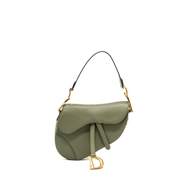 Top quality Dior Medium Saddle Bag Grained Calfskin Green