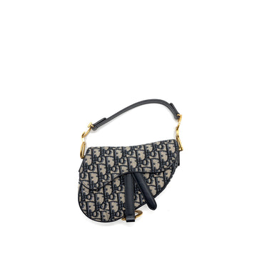 Top quality Dior Mini Saddle Bag Blue Oblique Jacquard