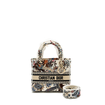 Top quality Dior Medium Lady D-Lite Bag Embroidery White/Multicolor