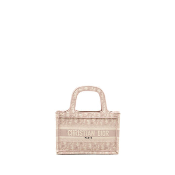 Top quality Dior Mini Book Tote Oblique Embroidery Pink