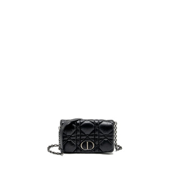 Top quality Dior Mini Caro Flap Bag Calfskin Black with Black Hardware