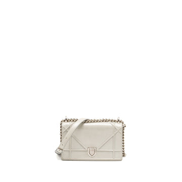 Top quality Dior small Top quality Diorama leather iridescent Pearl grey