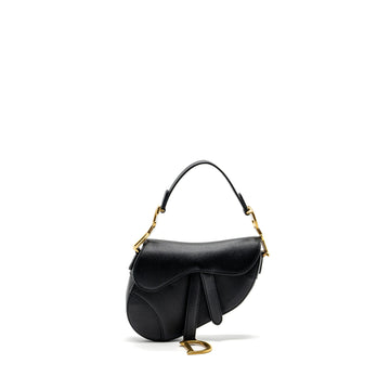 Top quality Dior mini saddle bag grained calfskin black