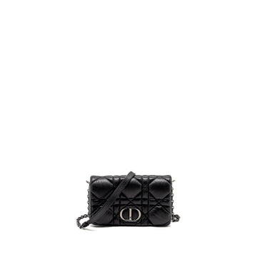 Top quality Dior Mini Caro Flap Bag Calfskin Black/ Black Hardware
