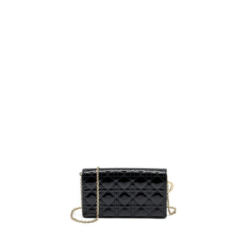 Top quality Dior Lady Top quality Dior Pouch Wallet on Chain Patent Black
