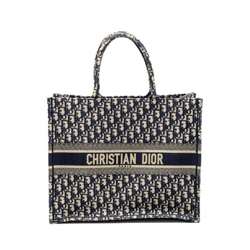 Top quality Dior Large Book tote blue oblique EMBROIDERY