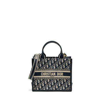 Top quality Dior Small Book Tote Blue Oblique Embroidery/Calfskin