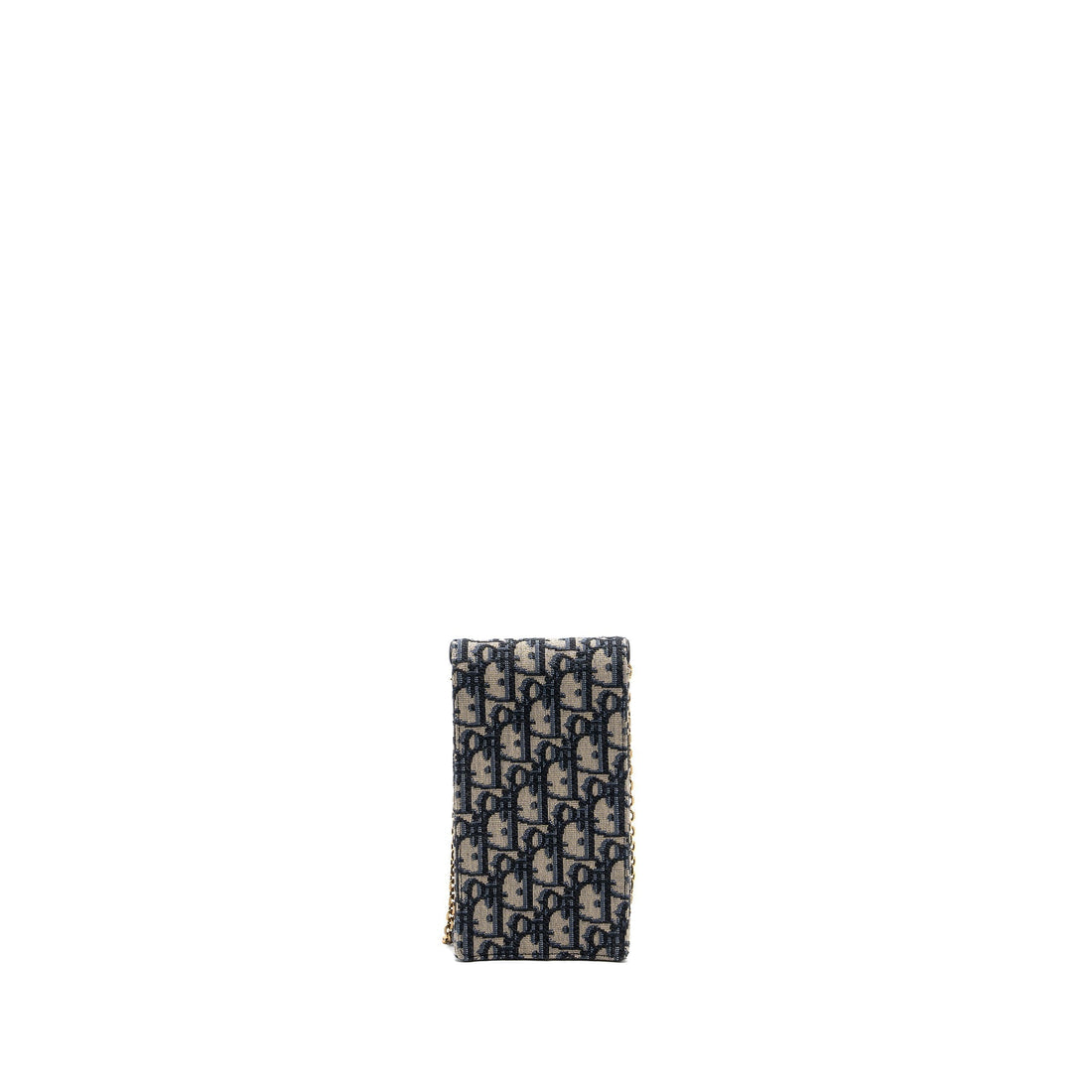 Top quality Dior SADDLE PHONE HOLDER WITH CHAIN OBLIQUE JACQUARD CANVAS BLUE