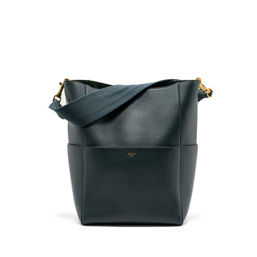 Celine Sangle bucket bag calfskin dark green GHW
