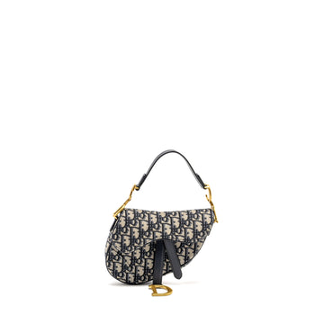Top quality Dior Mini Saddle Bag Oblique Jacquard Blue