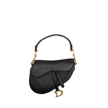 Top quality Dior Medium Saddle Bag Grained Calfskin Black GWH