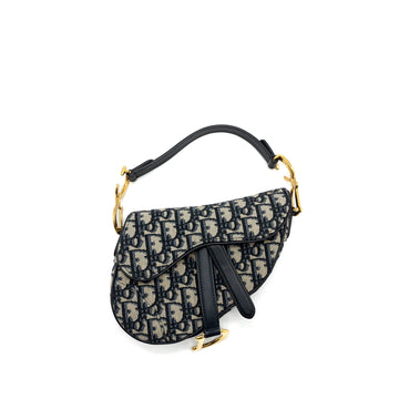 Top quality Dior Mini Saddle Bag Blue Oblique Jacquard