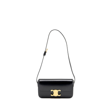 Celine triomphe shoulder bag calfskin black GHW