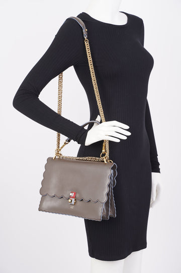 Fendi Fendi Kan Bag Grey Leather Medium