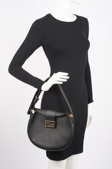 Fendi Womens Croissant Bag Black
