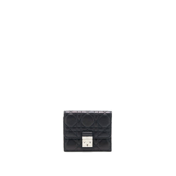 Top quality Dior Compact Wallet Lambskin Black/Pink