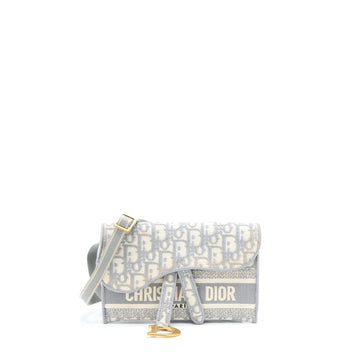 Top quality Dior Saddle Slim Pouch Light Grey Top quality Dior Oblique Embroidery