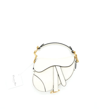 Top quality Dior Micro (Super Mini) Saddle Bag Goat Skin White