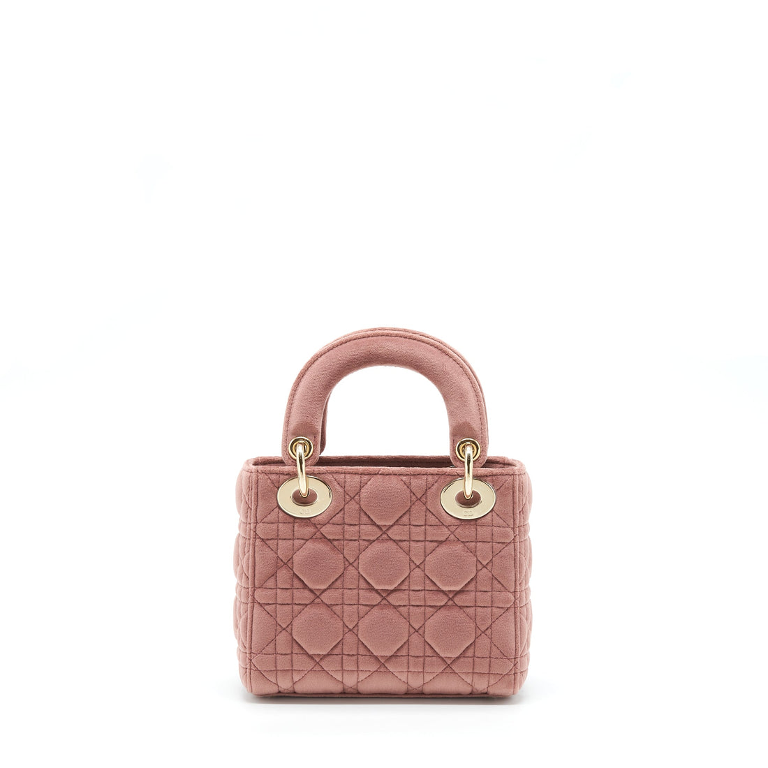 Top quality Dior Mini Lady Top quality Dior Velvet Pink With Crystal Light Gold Hardware