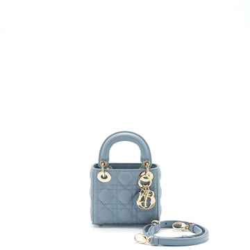 Top quality Dior Micro Lady Top quality Dior Bag Cannage Lambskin Cloud Blue