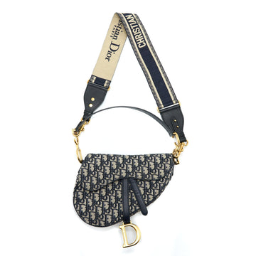 Top quality Dior Saddle Bag with Removable Shoulder Strap Oblique Embroidery Blue