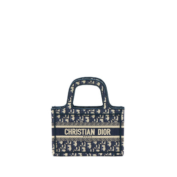 Top quality Dior Mini Book Tote Blue Oblique Embroidery