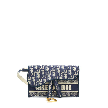 Top quality Dior Saddle Slim Pouch Blue Top quality Dior Oblique Embroidery