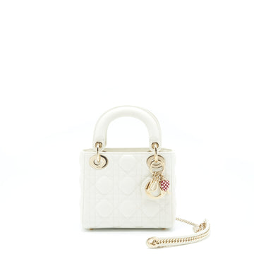 Top quality Dior Mini Lady Top quality Dior Tote Bag Lambskin White
