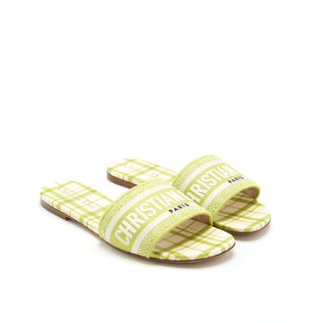 Top quality Dior Size 37 Dway Slide Lime Embroidered Cotton