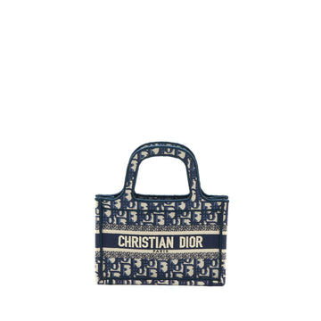 Top quality Dior Mini Book Tote Blue Oblique Embroidery