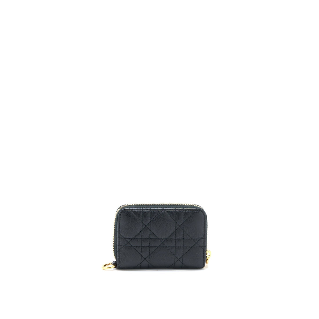 Top quality Dior Caro Detachable Card Holder Cannage Supple Calfskin Black