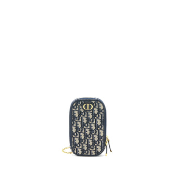 Top quality Dior Montaigne Phone Holder Oblique Jacquard Canvas Blue