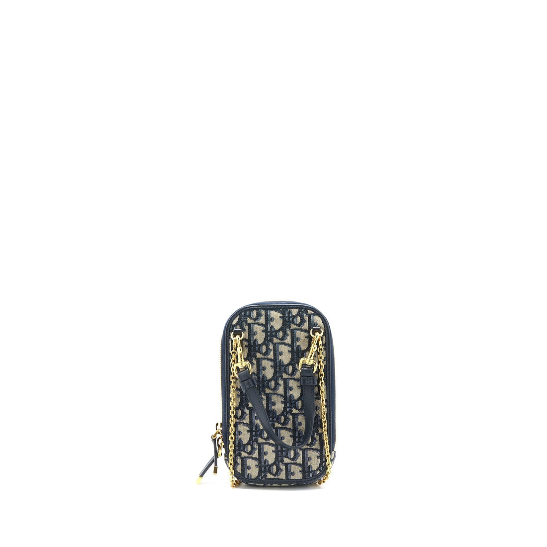Top quality Dior Montaigne Phone Holder Oblique Jacquard Canvas Blue