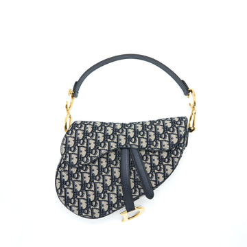 Top quality Dior Medium Saddle Bag Blue Oblique Canvas