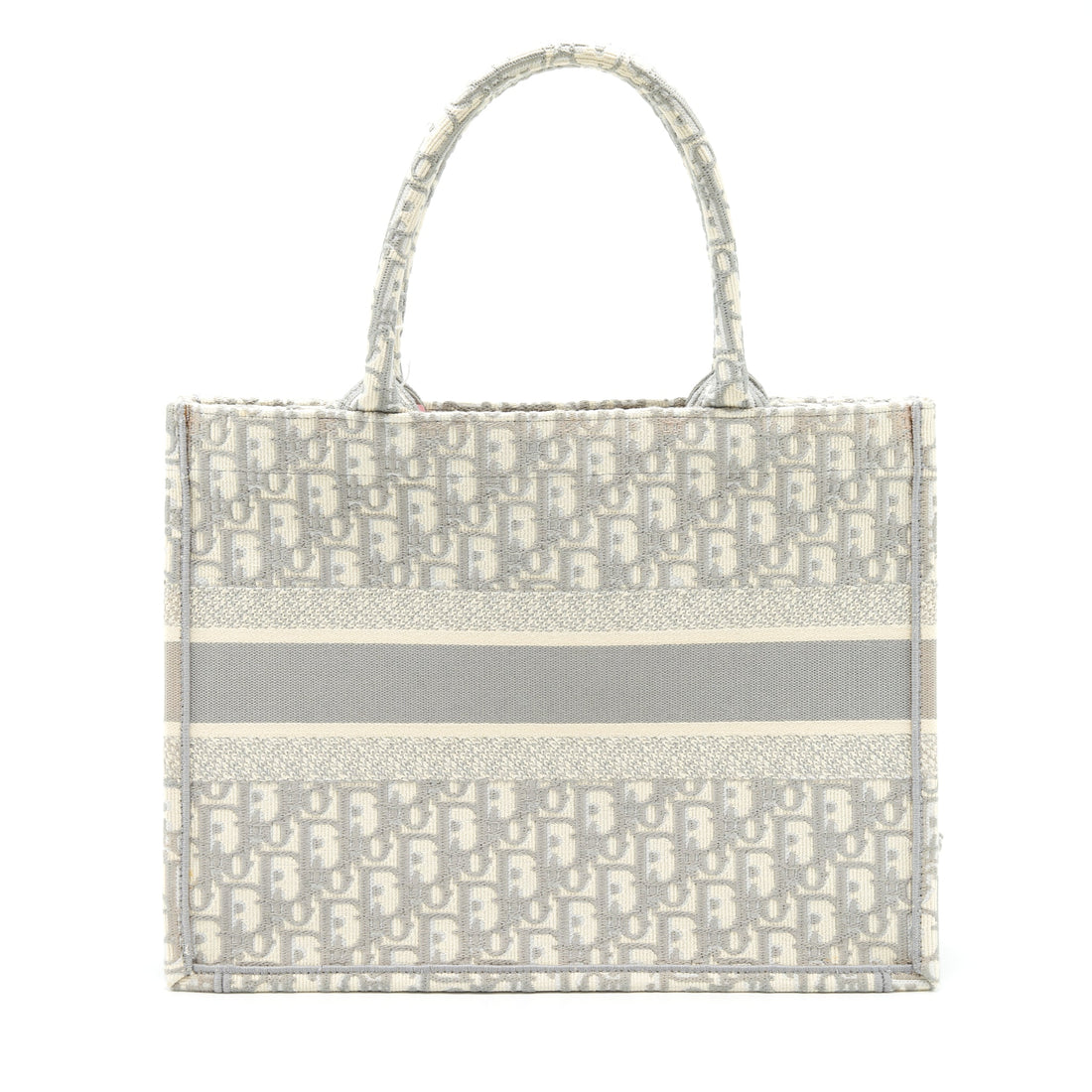 Top quality Dior Medium Book Tote Grey Oblique Embroidery