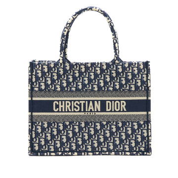 Top quality Dior Medium Book Tote Blue Oblique Embroidery