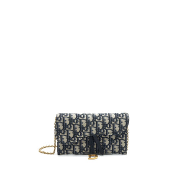 Top quality Dior Oblique Jacquard Saddle Wallet with Chain