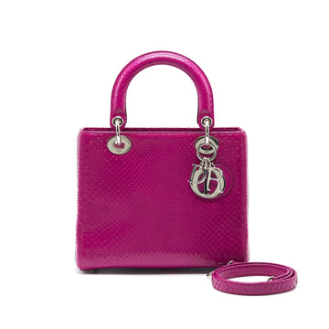 Top quality Dior Python Medium Lady Top quality Dior Bag Plum Pink