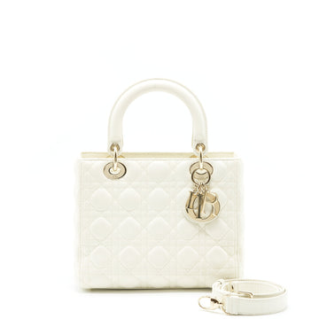 Top quality Dior Medium Lady Top quality Dior Bag Lambskin White