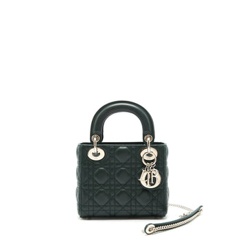 Top quality Dior mini Lady Top quality Dior lambskin Dark Green