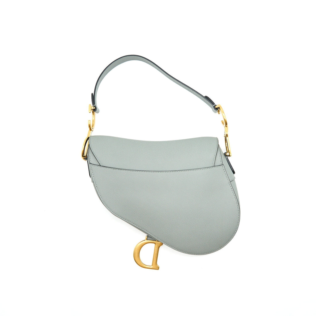Top quality Dior Medium Saddle Bag Grained Calfskin Grey with Top quality Dior canvas Shoulder strap