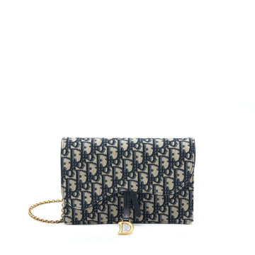 Top quality Dior Saddle Pouch With Chain Blue Top quality Dior Oblique Jacquard