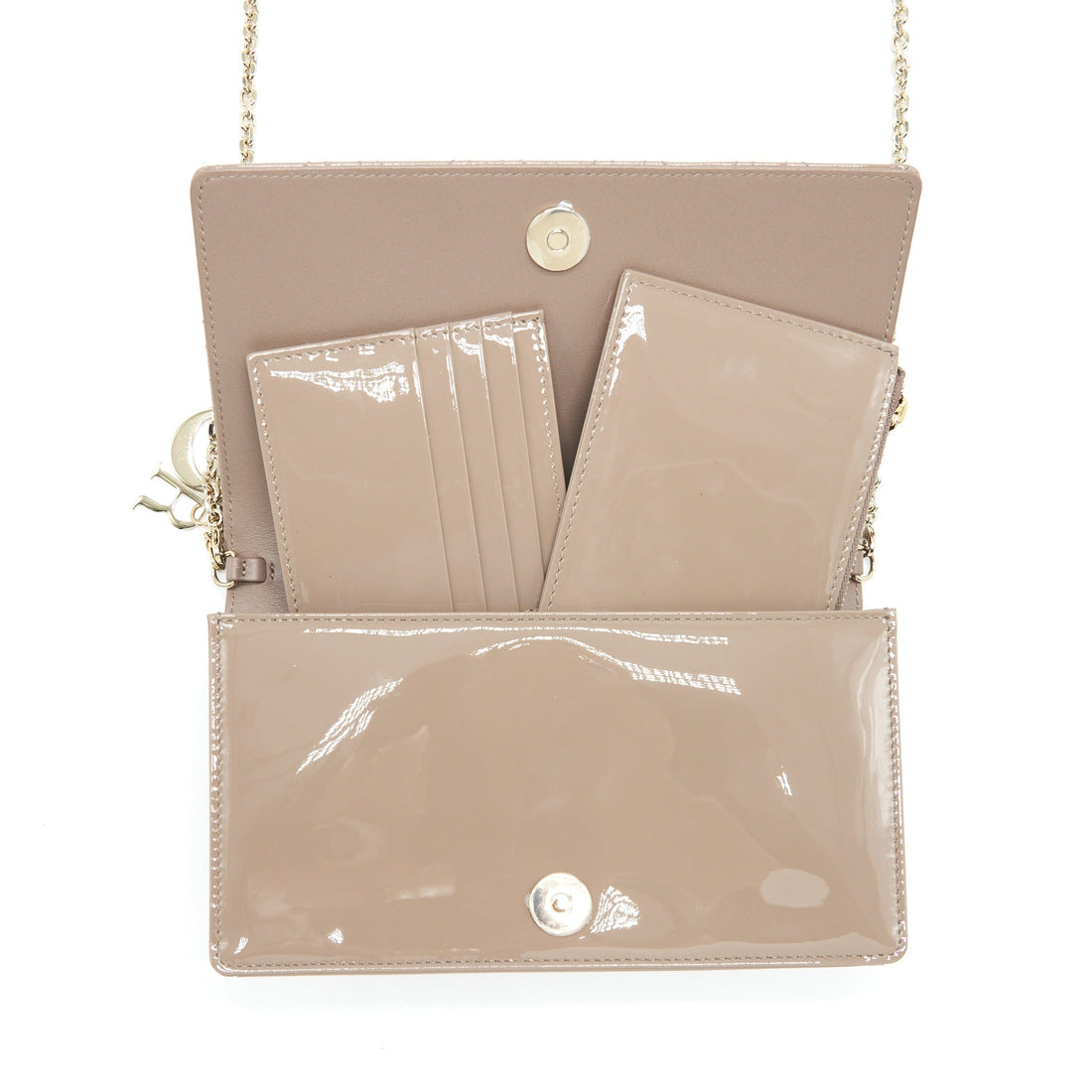 Top quality Dior Lady Top quality Dior Pouch Patent Calfskin Warm Taupe