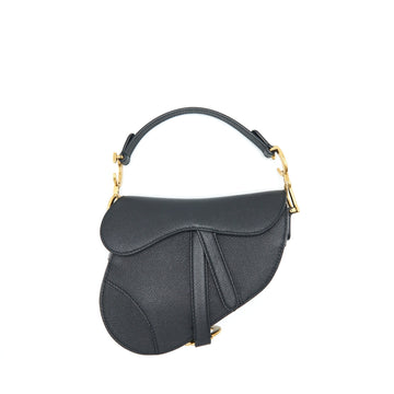 Top quality Dior Mini Saddle Bag Grained Calfskin Black