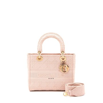 Top quality Dior Lady Medium Lady D-Lite Bag Cannage Embroidery Rosewood Pink Hardware