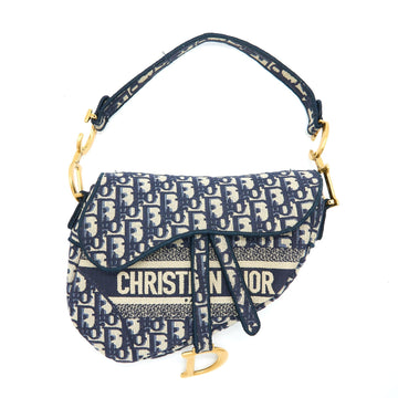 Top quality Dior Saddle Bag Blue Oblique Embroidery